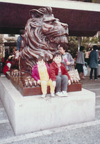two boys smiling and waving in nostalgic Hong Kong family photo animation